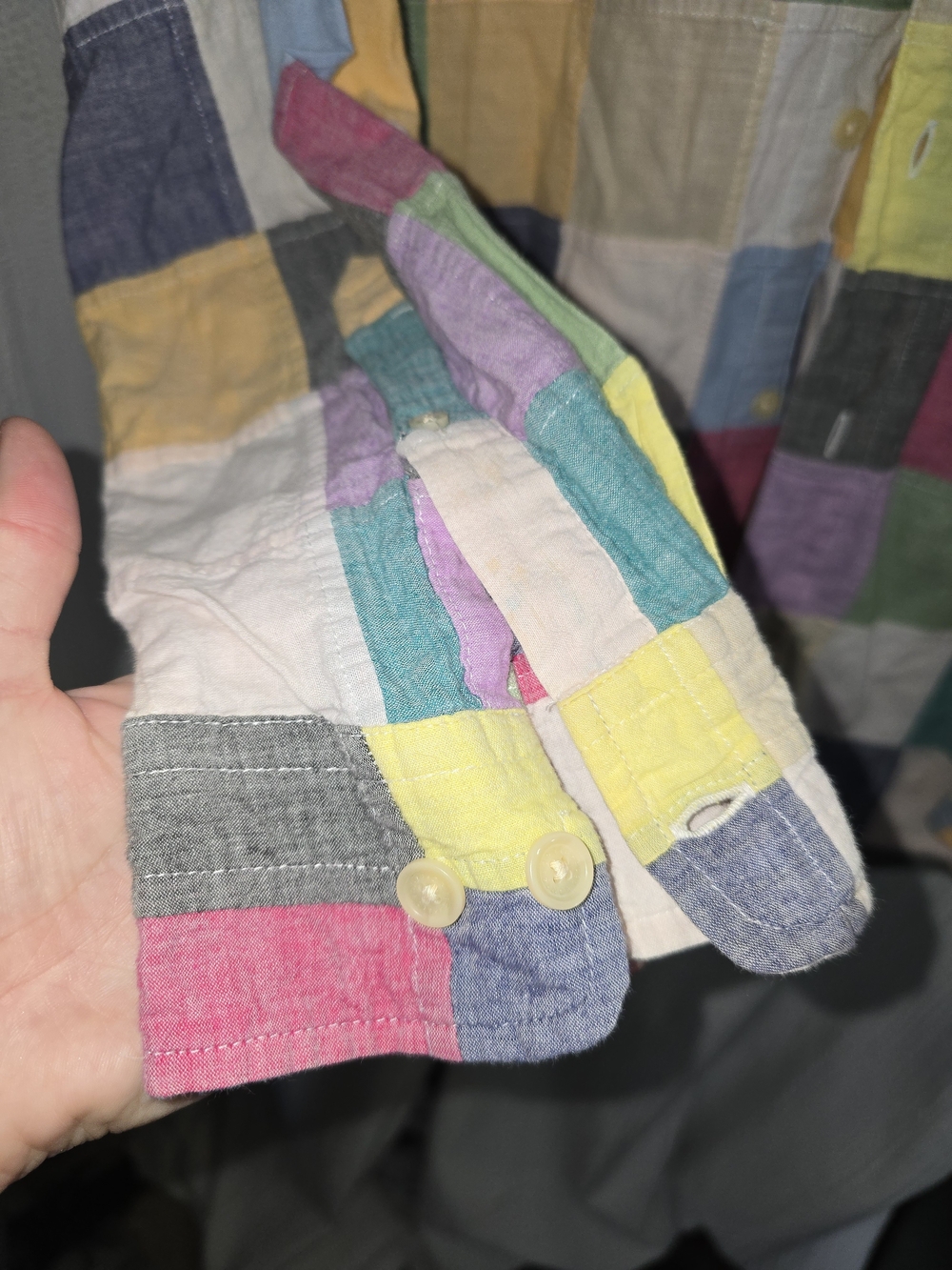 Womena LARGE Orvis Multicolor Patchwork Check Button-Down Shirt - Picture 3 of 6